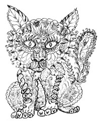 Ornament cat portrait sketch