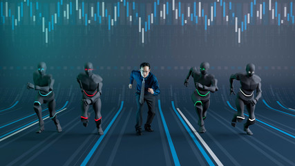 Competition between robot A.I.  and businessman in trading stock market