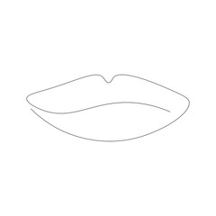 Lips continuous line drawing on white background vector illustration