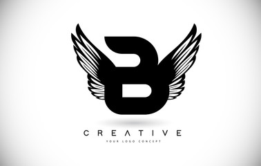 B Letter Logo with Wings. Creative Wing Letter B Logo icon Design Vector