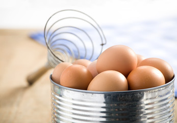 .Eggs in a container.Eggs in the container