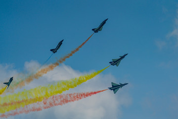 Air show military fighter jets