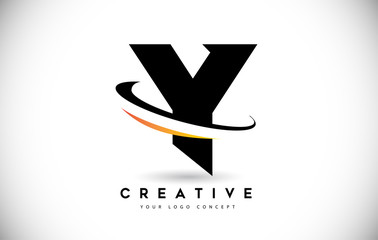 Obraz premium Letter Y Swoosh Logo With Creative Curved Swoosh Icon Vector Illustration.