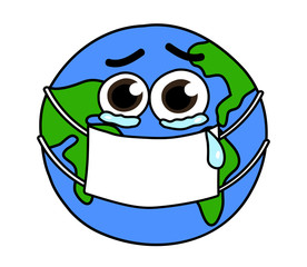 Earth planet d medical mask on a white background. Vector illustration.
