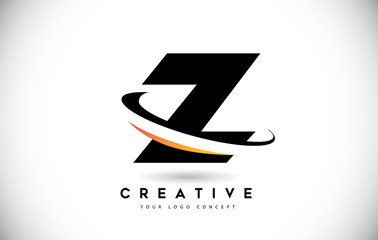 Letter Z Swoosh Logo With Creative Curved Swoosh Icon Vector Illustration.