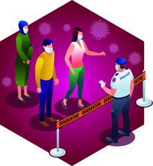 Coronavirus Quarantine Area illustration isometric icons on isolated 