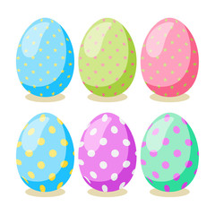 Happy Easter card. Set of  Easter eggs with different texture on a white background.  Vector isolated Illustration. 