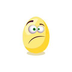 Happy Easter! Vector isolated illustration with yellow egg and eyes on white background