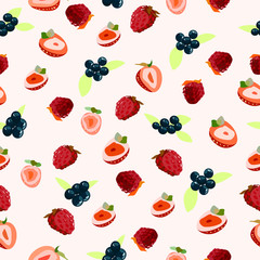 Delicious and juicy strawberries raspberries and blueberries
