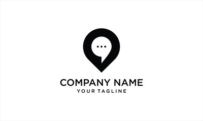 logo combination from location with chat logo design concept