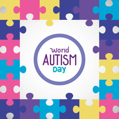 world autism day with puzzle pieces vector illustration design