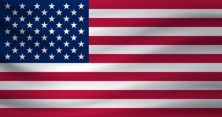 Waving flag of United States. Vector illustration