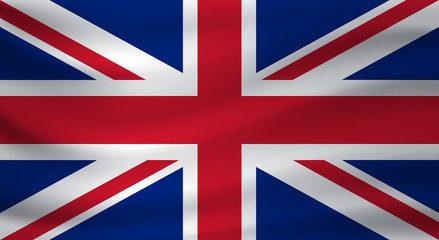 Waving flag of United Kingdom. Vector illustration