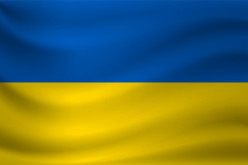 Waving flag of Ukraine. Vector illustration