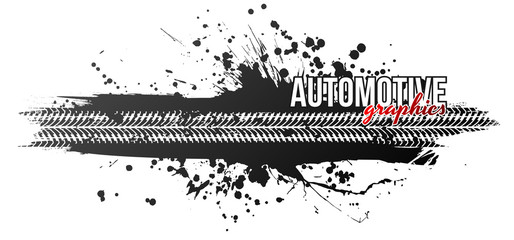 Tire track, vector illustration, grunge. Text of course separated. © Andrew