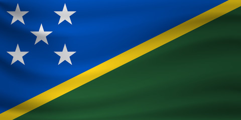 Waving flag of Solomon Islands. Vector illustration