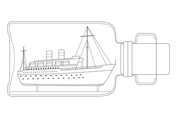 Children's coloring book . Passenger steamer. Vector