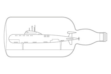 Children's coloring book . Submarine. Vector