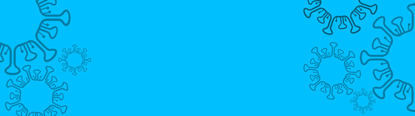 CORONAVIRUS COVID-19- Virus isolated on blue abstract texture background banner panorama, top view with space for text