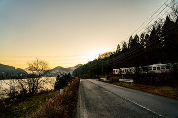 新潟県 阿賀野川沿いの風景