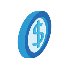 coin money dollar isometric style icon
