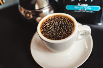 delicious coffee drink in your hands during quarantine