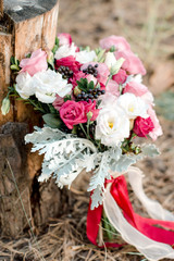 Wedding bouquet of flowers in nature