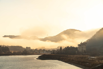 新潟県 阿賀野川沿いの風景