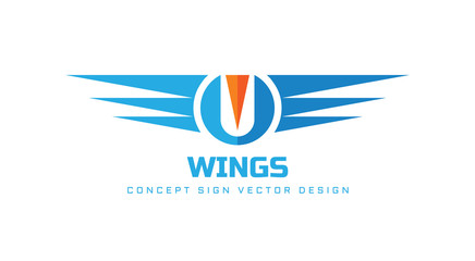Wings logo design element. Transport delivery concept logo sign. Vector illustration. 