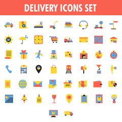 Colorful Delivery icon set in flat style.