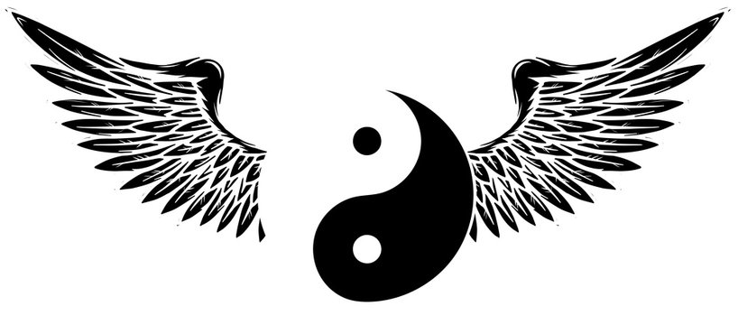 Vector yin-yang symbol without border around the edge.