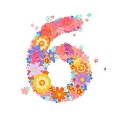 colorful blossom of meadow flowers with butterflies and flying l