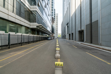 empty highway with cityscape and skyline of qingdao,China.