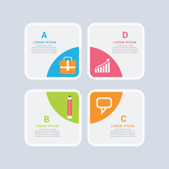Template with 4 color rectangles for infographics, business, presentation, web design, startup concept 