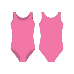 Pink bodies wear for girls isolated on white background. Female bodysuit.