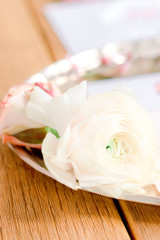 Wedding calligraphy with spring flowers