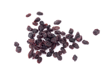 Raisins isolated on white background.