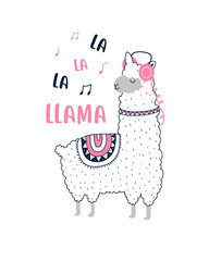 Hand drawing llama illustration vector. © miniwhale