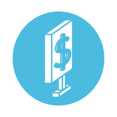 commercial tag with money symbol block style