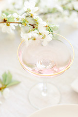 Wedding glass with spring flowers