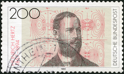 GERMANY - 1994: shows Heinrich Hertz (1857-1894), physicist, 1994 - obrazy, fototapety, plakaty