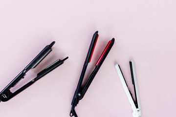 tools of a make-up artist, hairdresser and master of nail service. brushes, scissors, nippers, irons and hair dryers.