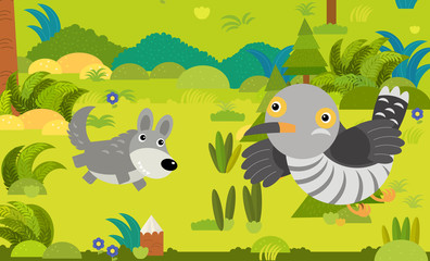 Fototapeta na wymiar cartoon scene with different european animals in the forest illustration