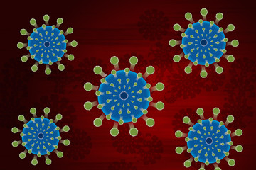 Illustrated coronavirus abstract background in banner - medical genetics bacteriological concept
