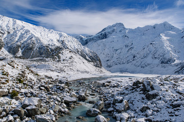 Hooker Valley Track in winter, Mt Cook National Park, New Zealand