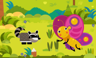 Obraz premium cartoon scene with different european animals in the forest illustration