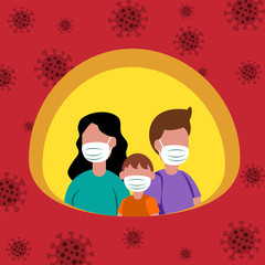 The family wears masks to help prevent covid-19