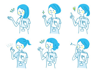 笑顔若い女性　白衣　セット