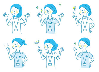 喜ぶ若い女性　白衣　セット