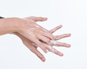 Fototapeta premium Isolated of Wash Hand with soap to cleaning